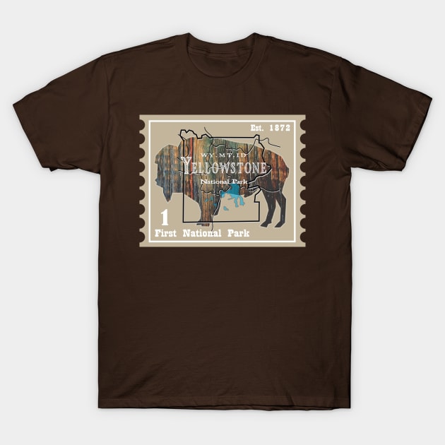 Yellowstone Stamp T-Shirt by Northofthepines